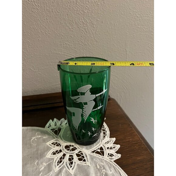 Emerald Green Geese and Cattail Tumbler Glass - Picture 3 of 5